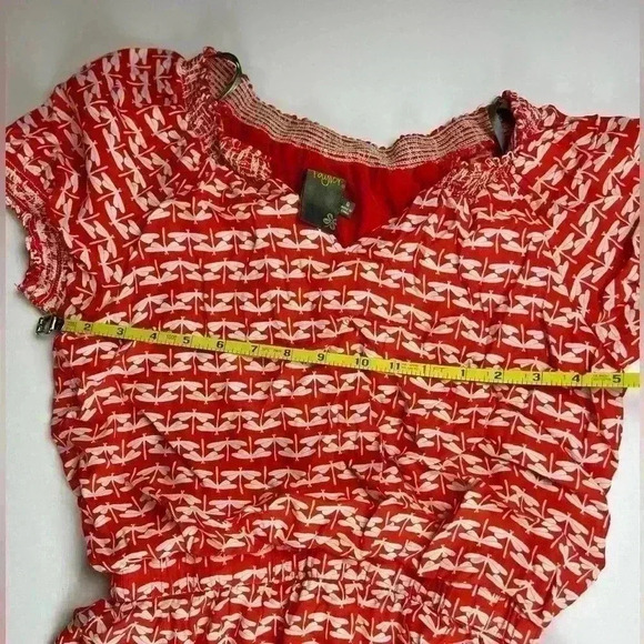 Taylor Dragonfly Print Dress Size 6 white and red color - Picture 11 of 14